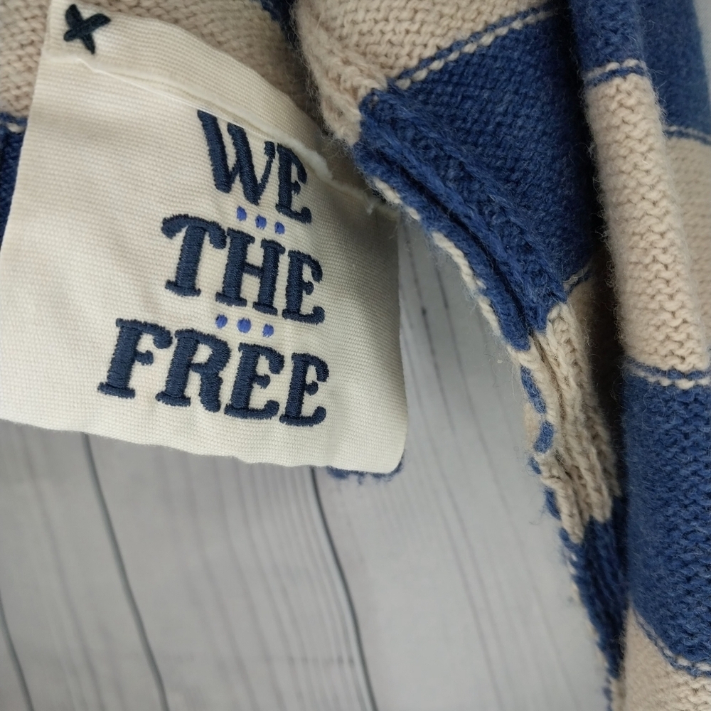 Free People We The Free Into The Blue Striped Pullover Sweater - Picture 2 of 9